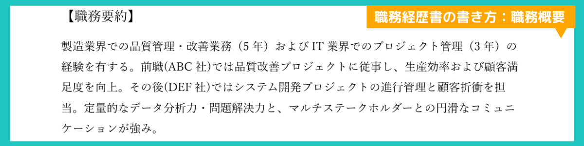 職務概要の記入例